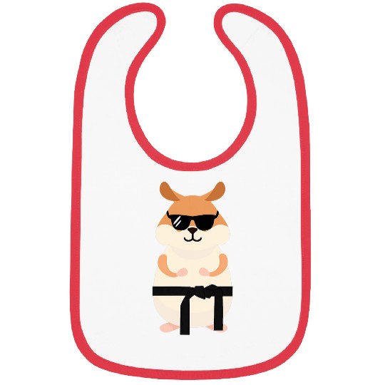 Funny Hamster Wearing Sunglasses Doing Karate Bibs