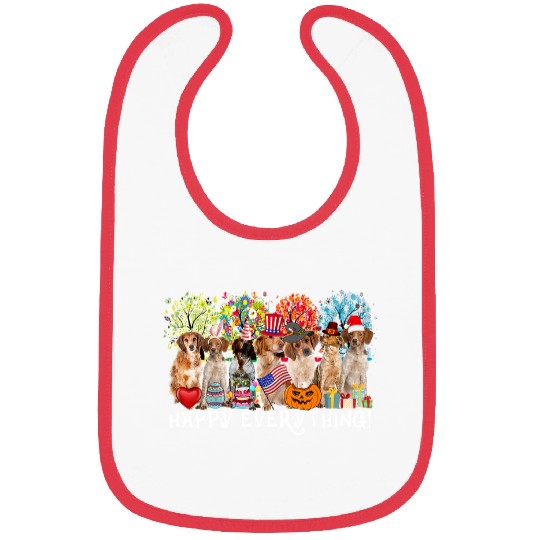 Happy Everything Brittany Spaniel Dog Seasons All Year Tree42 Bibs