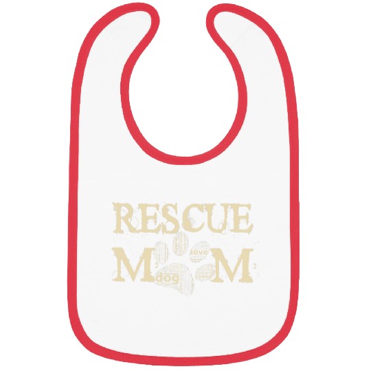 Dog Rescue Mom Paw Word Art Cloud Bibs
