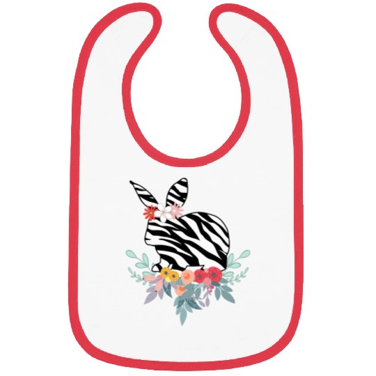 Animal Print Bunny Zebra Print Floral Art Rabbit Gift Bibs