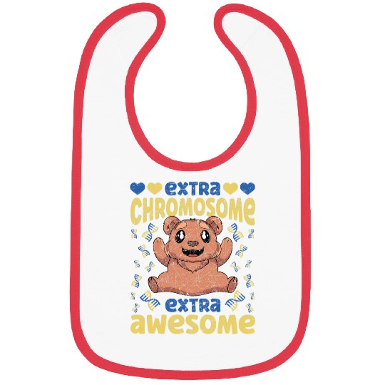Blue Yellow Ribbon Cute Bear Down Syndromes Awareness Bibs
