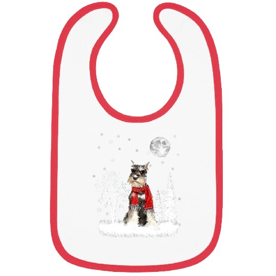 Dog Schnauzer Under Moonlight Snow Christmas Pajama 15 Bibs