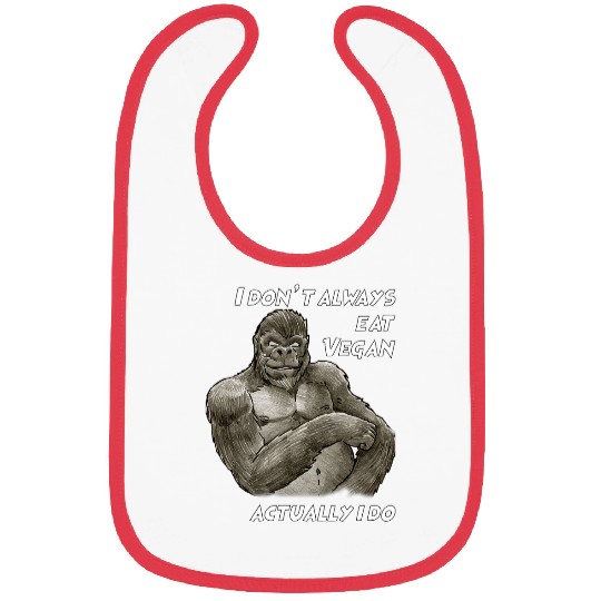 Funny Quote Pun Vegan Gorilla Illustration Bibs