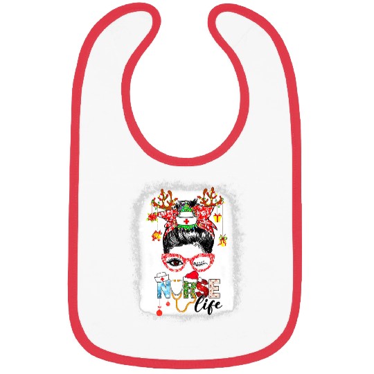 Nursing Merry nurses Bleached Messy Bun Merry Christmas nurses Life 82 Bibs
