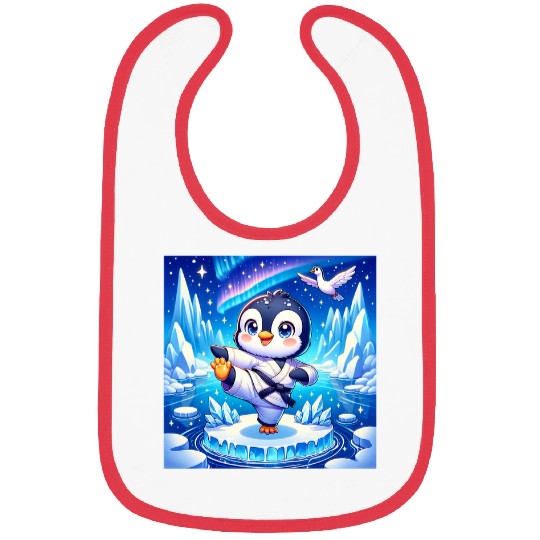 Kawaii Penguin Karate Adorable Pose Karate Master Bibs