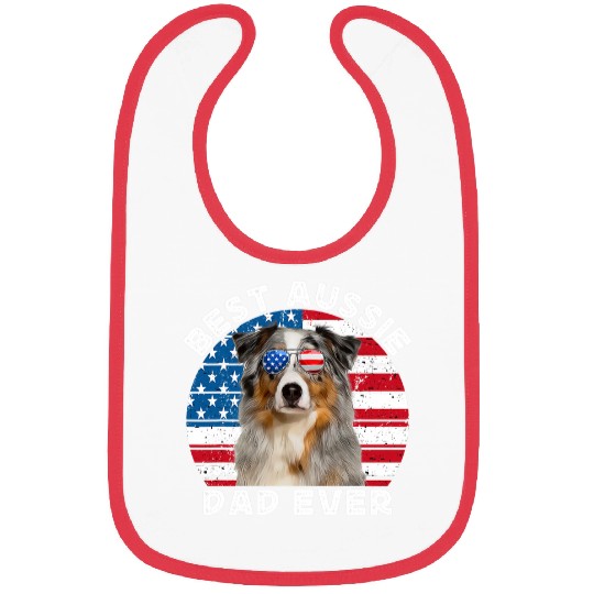 Blue Merle Aussie Dad Australian Shepherd Dog American Flag Bibs