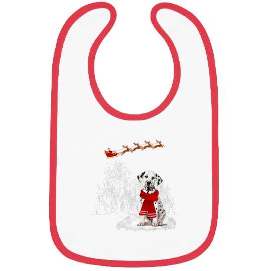 Dalmatian Is Watching The Snow ChristmasDog 177 Dog Lover Dalmatians Dog Bibs