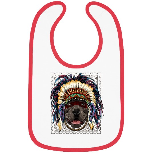 Native Indian Pit Bull Native American Indian Dog Lovers 446 Bibs