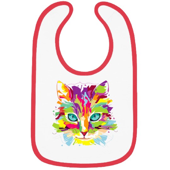 Cat Face MultiColored Art Bibs