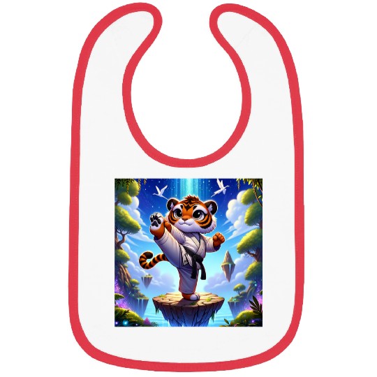 Kawaii Tiger Karate Adorable Pose Karate Master Bibs