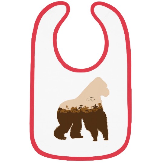 Gorilla Print with Landscape Ape Animal Gorilla Bibs