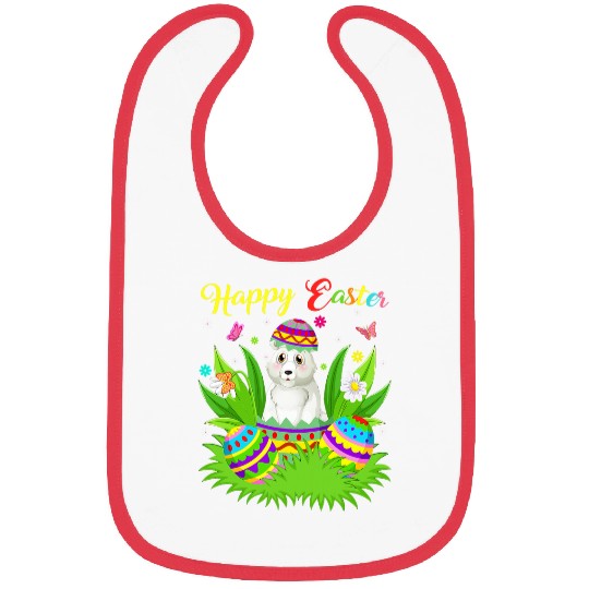 Funny Bear Polar Bear Lover Floral Easter Egg Funny Polar Bear Easter Cute Bears Bibs