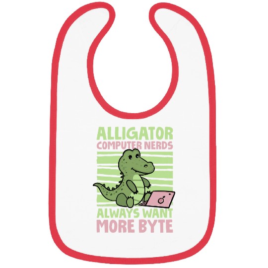 Funny Alligator Lover and Computer Nerd Crocodile 1 Bibs
