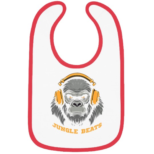 Gorilla wearing headphones Jungle beats Bibs