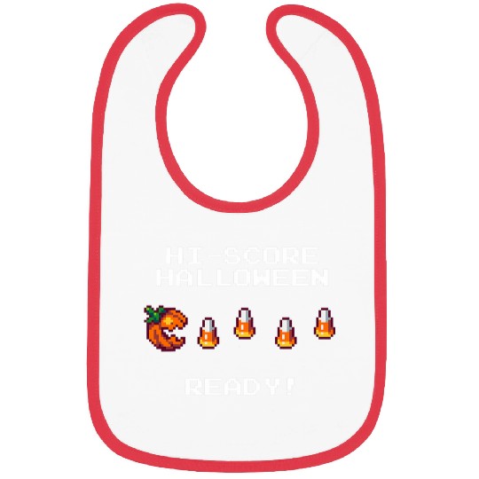 Funny Halloween Pumpkin Candy Corn Retro Pixel Art Bibs