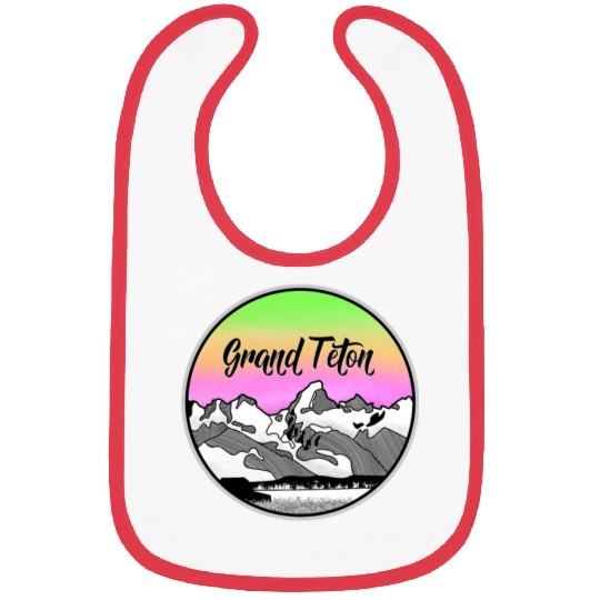 Grand Teton Jackson Hole Mountains illustration Bibs