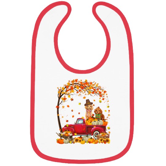 Poodles Autumn Fall Pumpkin Truck Mappe Thanksgiving321 Poodle dog Bibs
