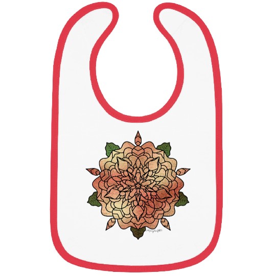 Burnished Autumn Geometric Floral Art Mandala Bibs