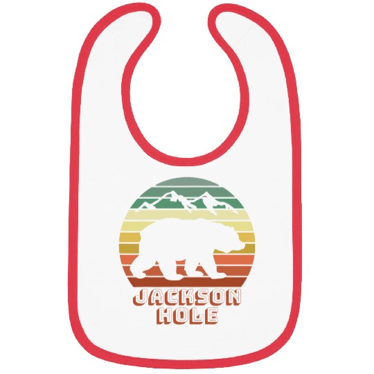 Funny Bear Jackson Hole Wyoming Bear Mountains Retro Sunset Cute Bears Bibs