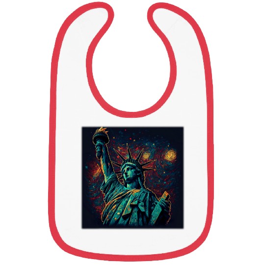 Surrealism Starry Night Statue of Liberty Bibs