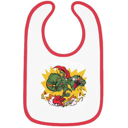 I Crushed 100 Days of School Dino Illustration Bibs