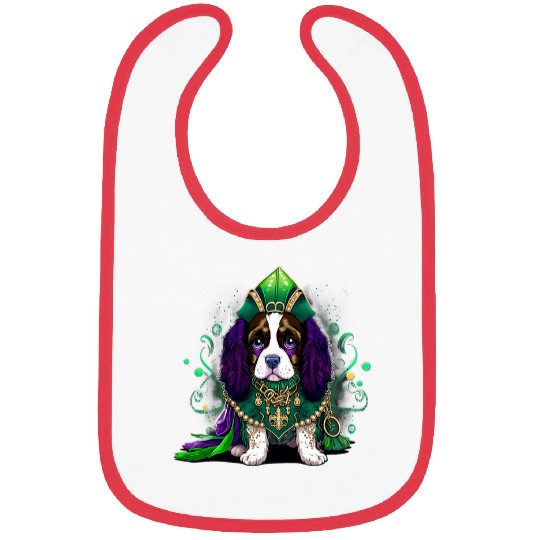 Mardi Gras King Queen English Springer Spaniel dog Bibs