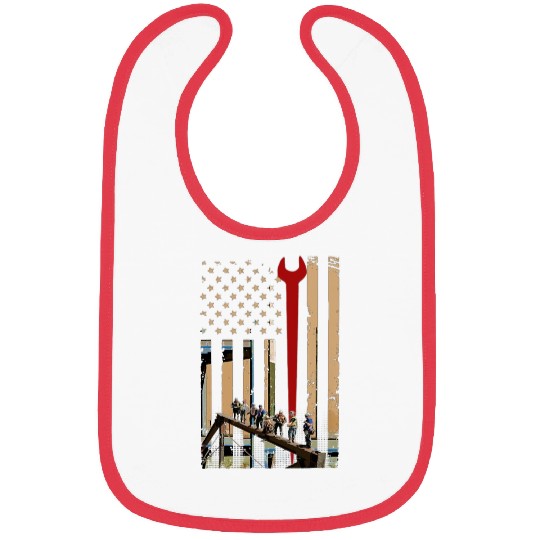 Ironworker Flag American Engineer Bibs