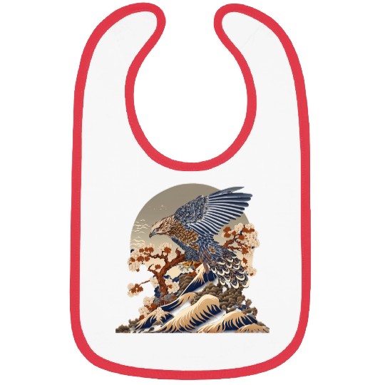 Surrealism Japanese Painting Hawk 3 Bibs
