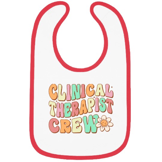 Clinical Therapist Crew Retro Groovy Psychologist Vibes Bibs