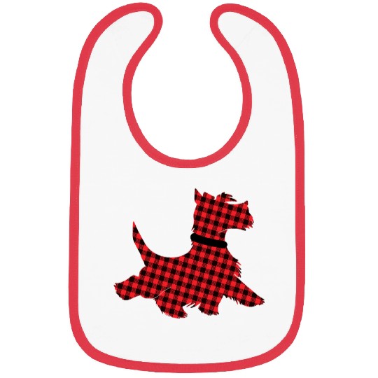 Dog Scottish Terrier Scottie Dog RedBlack Plaid Bibs