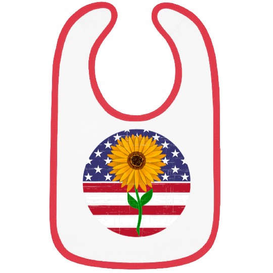 Sunflower Distressed flag circle Bibs