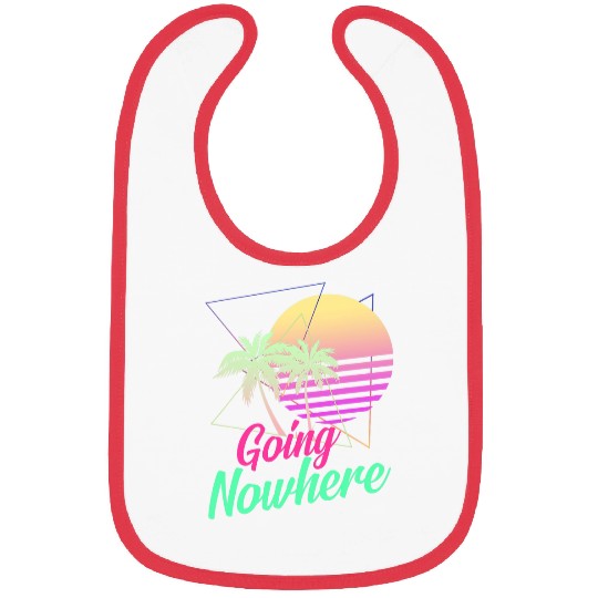 Going Nowhere Retro 1980s 1990s Palm Trees Sunset Beach Art Bibs
