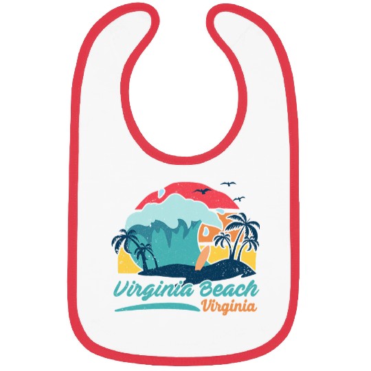 Surf Life Virginia Beach Summer Surfing Sunset Palm Trees Bibs