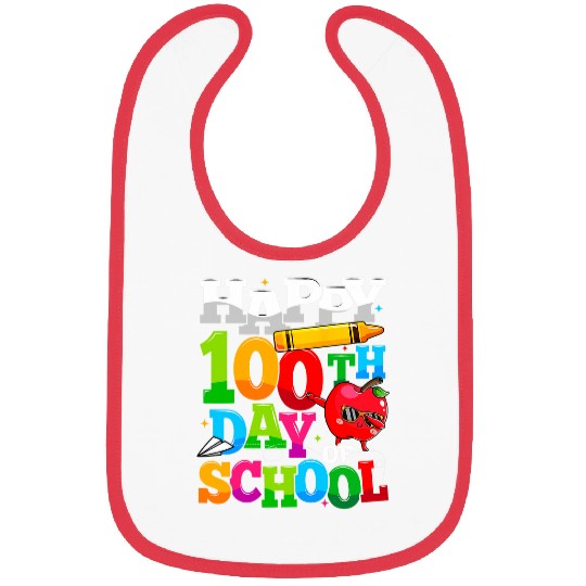 Happy 100th Day Of School Apple  Teacher Student Bibs