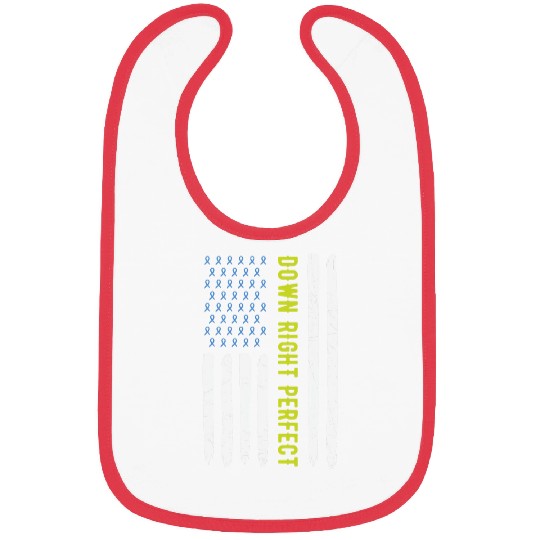 Down Right Perfect Ribbon Yellow Blue USA American Flag Bibs