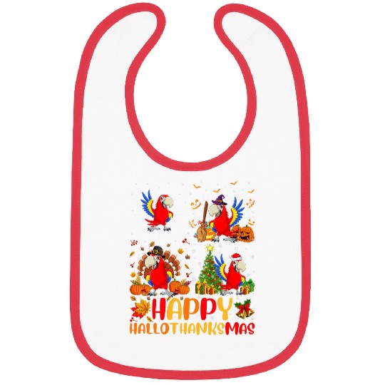 Halloween Thanksgiving Christmas Parrot Bird Hallothanksmas Bibs