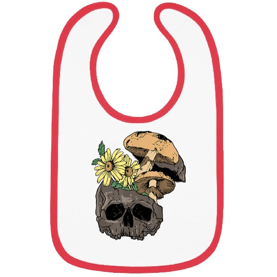 Skeletons Skulls Goblincore Skull Sunflowers Mushroom Foraging Flower Lover 157 Skull Bibs