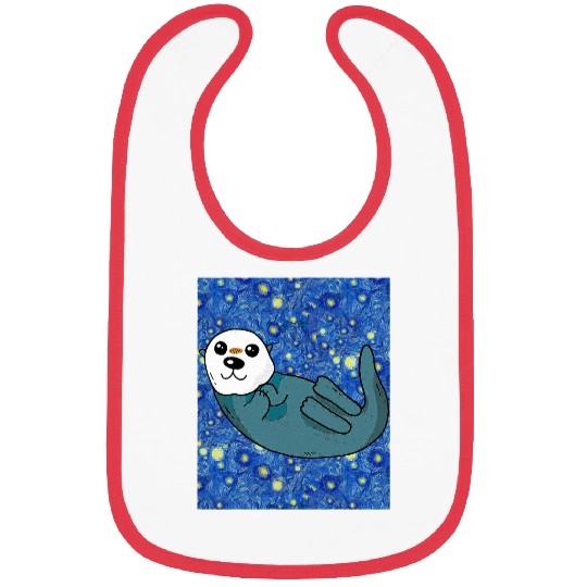 Otters Starry Night Cute Sea Otter Bibs