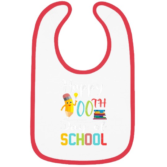 Happy 100th Day of School  Student Pencil Book Funny Bibs