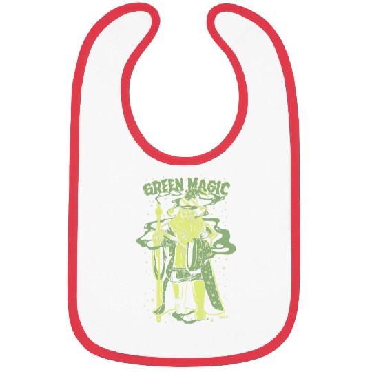 Green Magic cool wizard 90s illustration Bibs