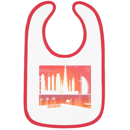 Cool Dubai UAE Cityscape Camel Graphic Art Illustration Bibs