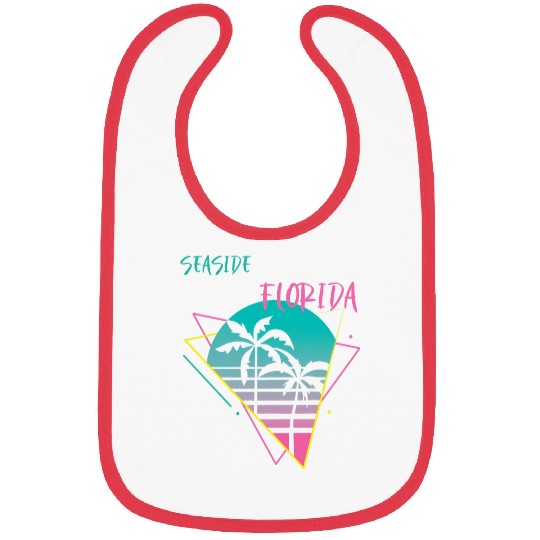 Surf Life Seaside Florida Palm trees Retro Ocean Surfing Bibs