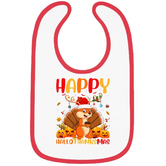 Squirrel Lover Funny Squirrel Animal Lover Happy Squirrel HelloThanksMas Bibs