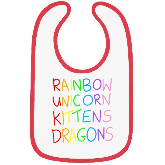 Rainbow Unicorns Kittens Dragon Bibs