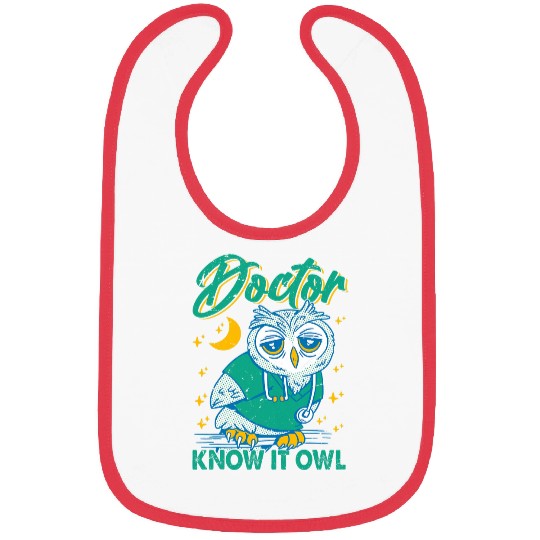 Doctor Know It Owl Funny Bird Hospital Surgeon 2 Bibs