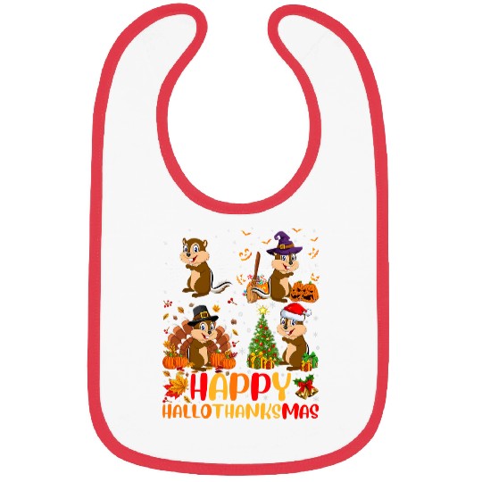 Squirrel Lover Halloween Thanksgiving Christmas Chipmunk Hallothanksmas Bibs