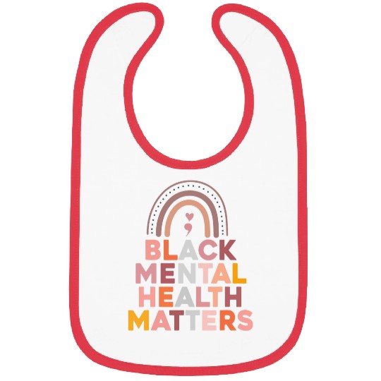 Boho Rainbow black Mental health matters Bibs