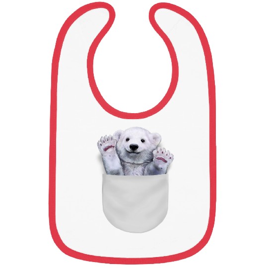 Funny Bear Cute Polar Bear in Pocket Cute Bears Bibs