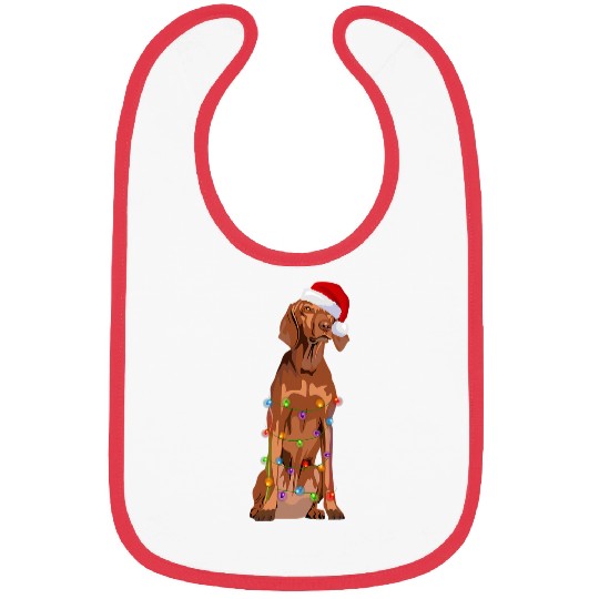 Dog Vizsla Christmas Lights xmass Dog Lover Santa Hat Bibs
