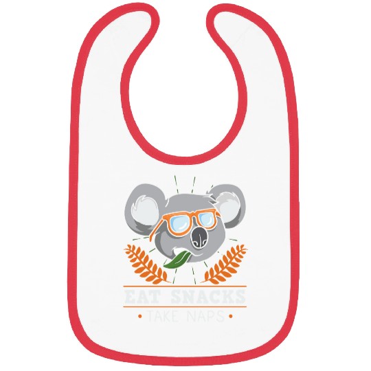 Funny Bear Eat Snacks Take Naps Koala Cute Bears Bibs